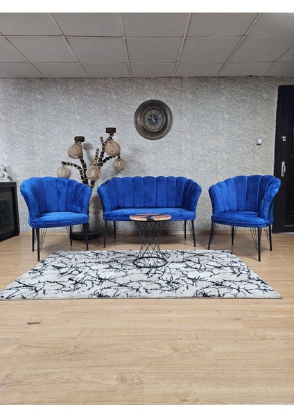 Siyah Boyalı Tel Ayak Papatya Çay Seti Koltuk Takımı , Balkon, Salon, Ofis, Cafe Koltuk Takımı