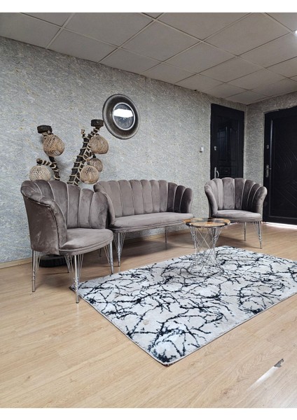 Krom Kaplama Tel Ayak Papatya Çay Seti Koltuk Takımı , Balkon, Salon, Ofis, Cafe Koltuk Takımı