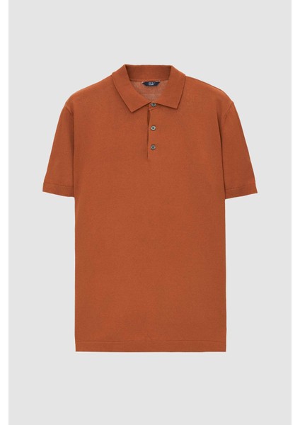 Slim Fit Camel Rayon Triko T-Shirt