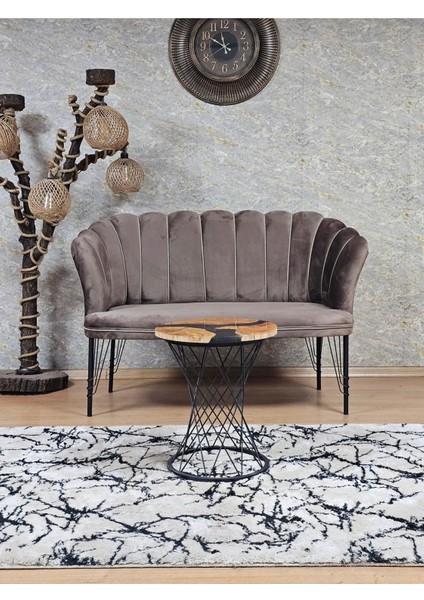 Ikili Siyah Boyalı Tel Ayak Papatya Çay Seti Koltuk Berjer , Balkon, Salon, Ofis, Cafe Koltuk Takımı