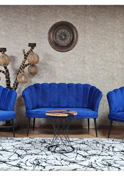 Papatya Çay Seti Koltuk Takımı Siyah Boyalı Sivriltme Ayak, Balkon, Salon, Ofis, Cafe Koltuk Takımı
