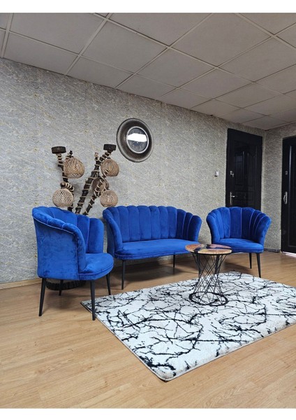 Papatya Çay Seti Koltuk Takımı Siyah Boyalı Sivriltme Ayak, Balkon, Salon, Ofis, Cafe Koltuk Takımı