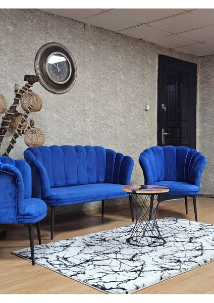 Papatya Çay Seti Koltuk Takımı Siyah Boyalı Sivriltme Ayak, Balkon, Salon, Ofis, Cafe Koltuk Takımı