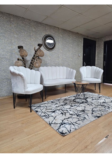 Siyah Boyalı Tel Ayak Papatya Çay Seti Koltuk Takımı , Balkon, Salon, Ofis, Cafe Koltuk Takımı fırsatları