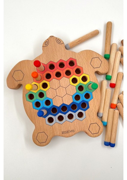 Montessori Eğitici Ahşap Oyuncak – Tak Çıkar Renkli Ahşap Kaplumbağa Oyuncak indirimleri