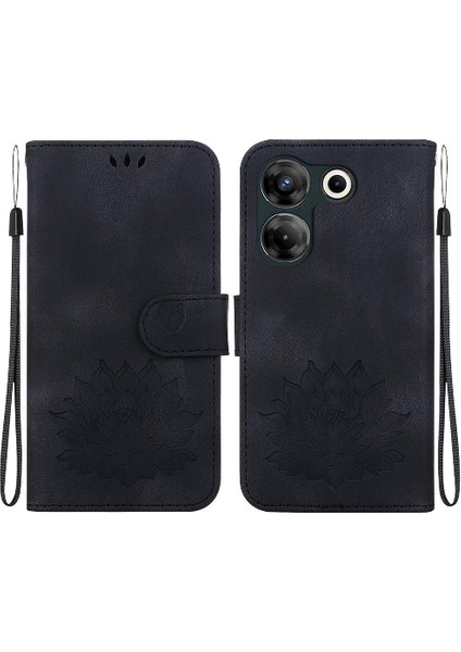 Tecno Camon 20 Pro 5g Kabartma Lotus Çiçek Kickstand Için Flip Case (Yurt Dışından)