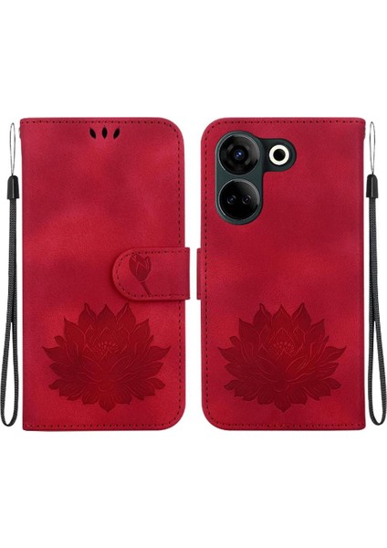 Tecno Camon 20 Pro 4g Cüzdan Manyetik Kabartma Lotus Çiçek Için Flip Case (Yurt Dışından)
