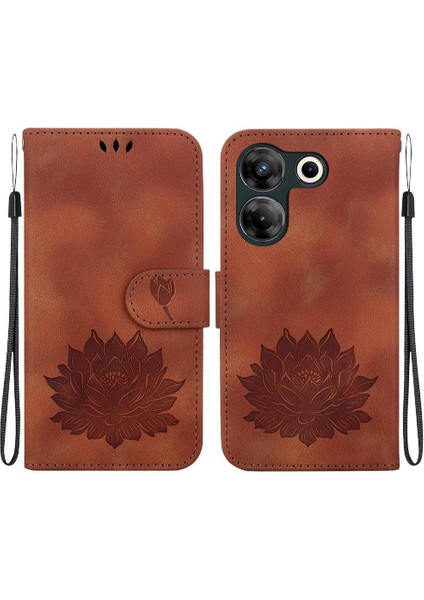 Tecno Camon 20 Pro 5g Kabartma Lotus Çiçek Kickstand Için Flip Case (Yurt Dışından)