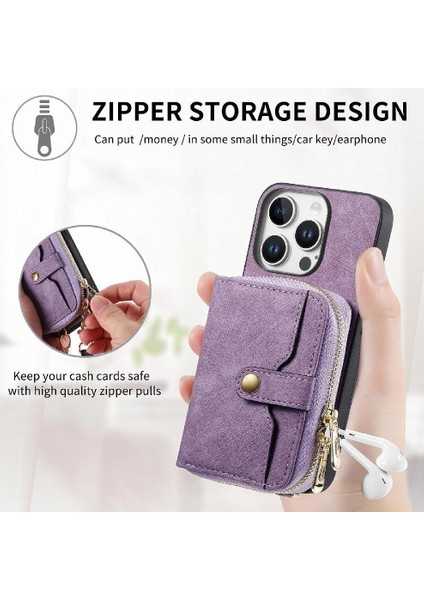 Iphone 16 Için Kılıf Pro Max Fermuar Kapatma 7 Kart Yuvaları Ayarlanabilir Kordon (Yurt Dışından) modelleri