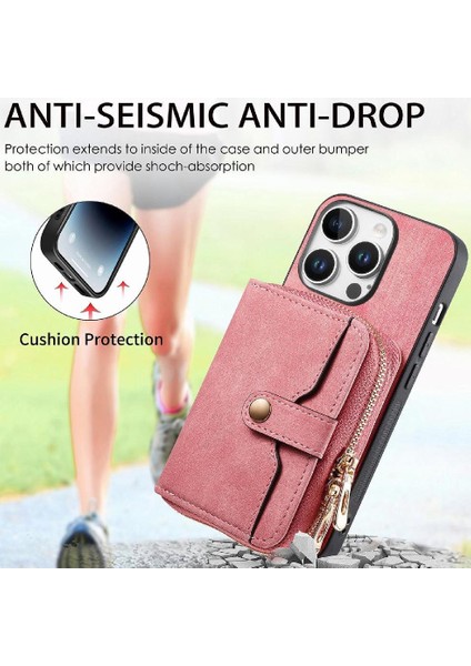 Iphone 16 Için Kılıf Pro Max Fermuar Kapatma 7 Kart Yuvaları Ayarlanabilir Kordon (Yurt Dışından) modelleri