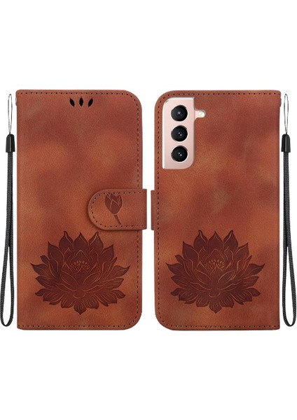 Samsung Galaxy S22 Artı Cüzdan Kickstand Kabartma Lotus Için Flip Case (Yurt Dışından)
