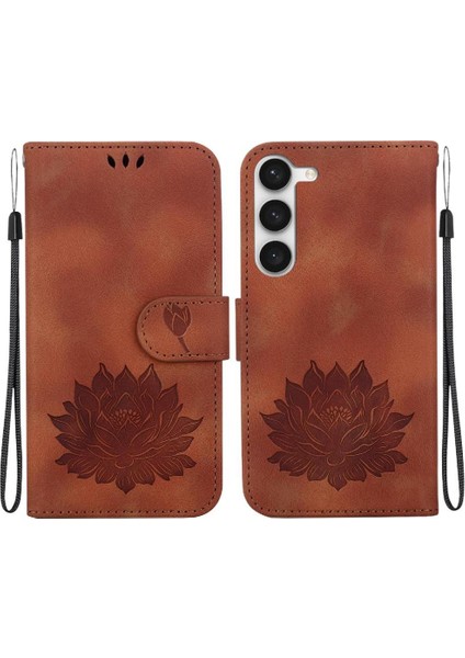 Samsung Galaxy S23 Artı Kickstand Kabartma Lotus Çiçek Için Flip Case (Yurt Dışından)