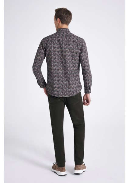 Slim Fit Haki Baskılı Gömlek fırsatları