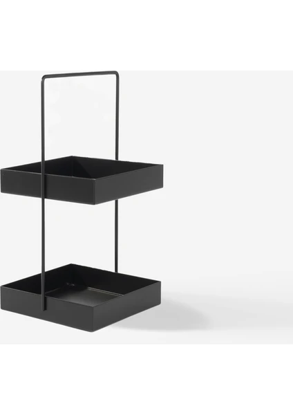 Rarart Concept 2 Katlı Siyah Metal Organizer - Çok Amaçlı Düzenleyici