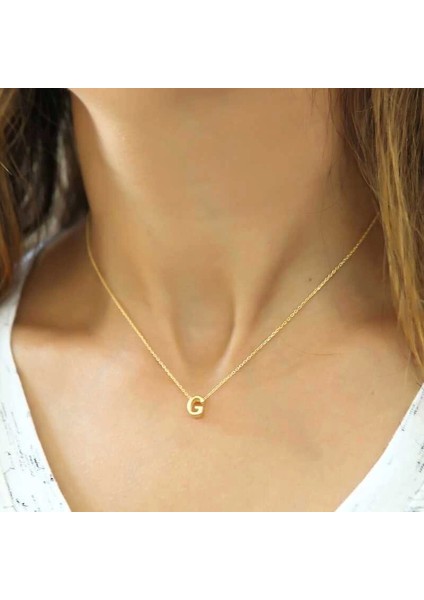 Muı Muı Gümüş Gold 3 Boyutlu G Harf Bayan Kolye