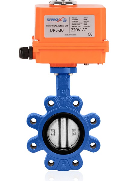 Lug Tip 220 V Ac Elektrikli Aktüatörlü Kelebek Vana Paslanmaz AISI304 Klape