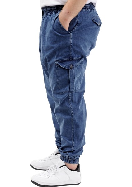 Erkek Kot Jogger Kargo Cepli Mavi Lastikli Beli Bağlamalı Rahat Günlük Pantolon modelleri