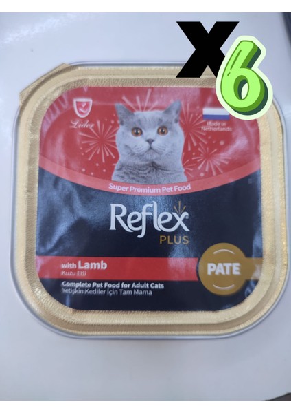 Reflex Plus Pate Kuzu Etli Kedi Konservesi 85 gr 6 Adet