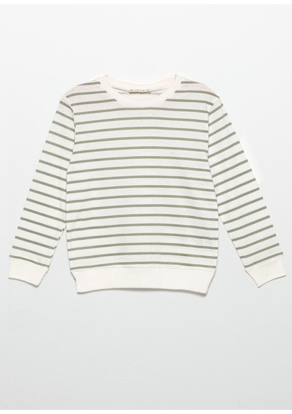 Çizgili Sweatshirt Jogger Yeşil Alt Üst Takım