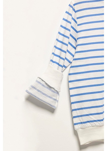 Çizgili Sweatshirt Jogger Saks Alt Üst Takım fırsatları