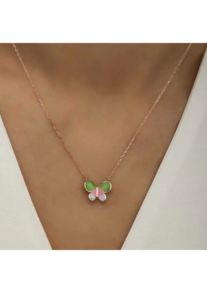 Muı Muı Gümüş Rose Minimal Kelebek Bayan Kolye
