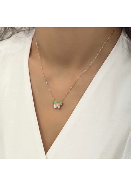 Muı Muı Gümüş Rose Minimal Kelebek Bayan Kolye