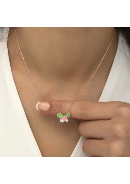 Muı Muı Gümüş Rose Minimal Kelebek Bayan Kolye