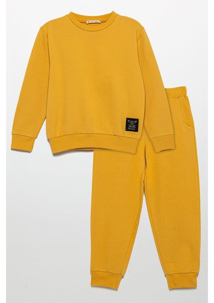 Etiket Detaylı Sweatshirt Jogger Sarı Alt Üst Takım