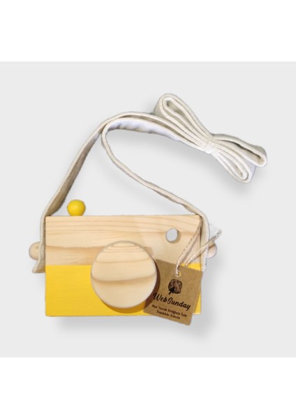 Ahşap Waldorf Fotoğraf Makinesi, Eğitici Bebek Kamera Oyuncağı 2 3 4 5 6 Yaş Erkek Kız-Civciv Sarı