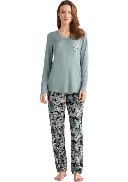 Kadın Yeşil Pijama Takım 9723