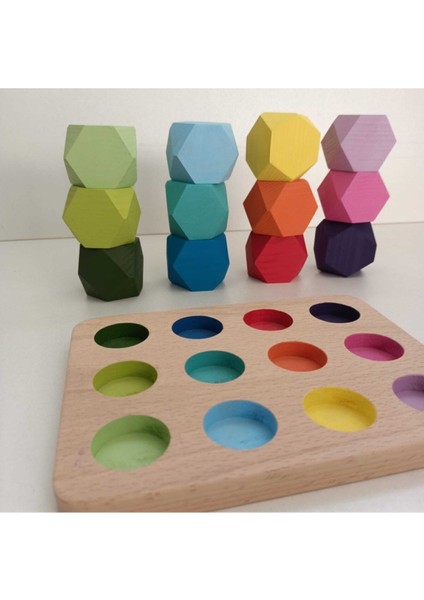 Eşleştirme Tablalı Silindirler ve 12'li Denge Blokları 2'li Set Masif Ahşap Oyunu indirimleri