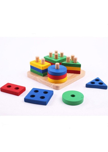 Ahşap Geometrik Şekilli Ahşap Vidalama Yerleştirme Oyunu Puzzle