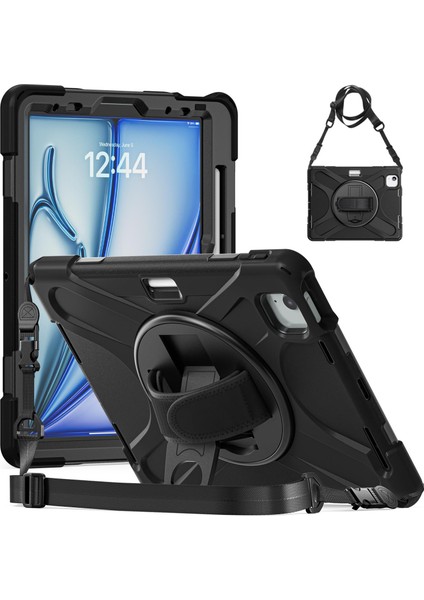 iPad Air 11 M2 2024 Air 6. Nesil Uyumlu Kılıf Askılı Standlı Kalem Bölmeli Defender Zırh Tank Koruma
