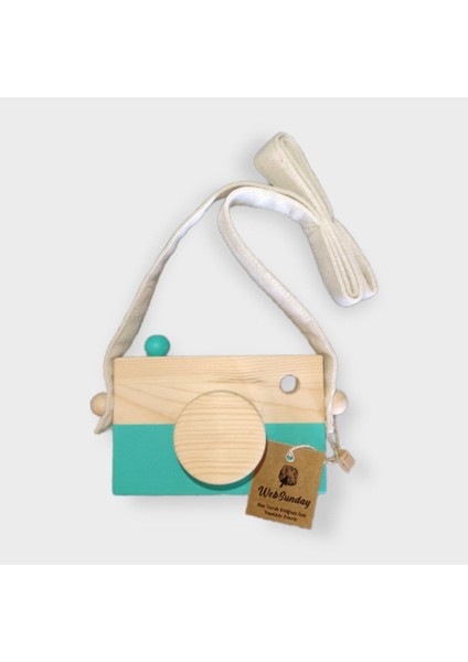 Ahşap Waldorf Fotoğraf Makinesi, Eğitici Bebek Kamera Oyuncağı 2 3 4 5 6 Yaş Erkek Kız-Mint Yeşil