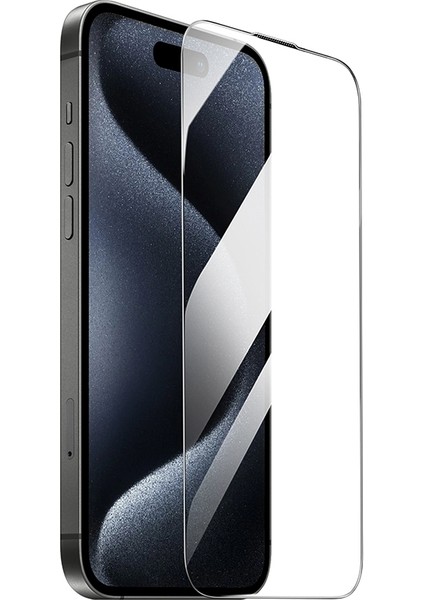 Apple iPhone 16 Pro Max Uyumlu Ahize Toz Önleyici Tam Kapatan Tamperli Ekran Koruyucu Kırılmaz Cam