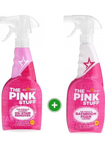 Temizlik Oxi Leke Çıkarıcı Sprey 500 ml + The Pink Stuff Banyo Köpük Temizleyici 750 ml