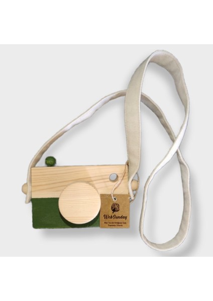 Ahşap Waldorf Fotoğraf Makinesi, Eğitici Bebek Kamera Oyuncağı 2 3 4 5 6 Yaş Erkek Kız-Koyu Yeşil