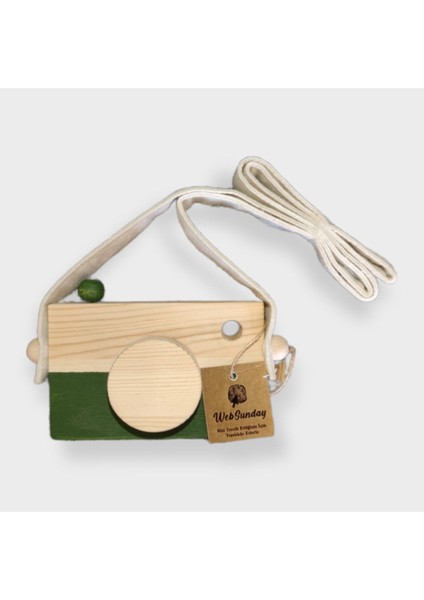 Ahşap Waldorf Fotoğraf Makinesi, Eğitici Bebek Kamera Oyuncağı 2 3 4 5 6 Yaş Erkek Kız-Koyu Yeşil fiyatları