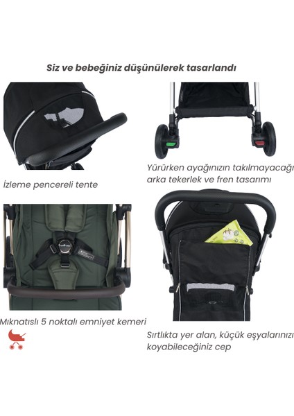 Ruby Tek Tuşla Otomatik Katlanan Kabin Boy Bebek Arabası indirimleri