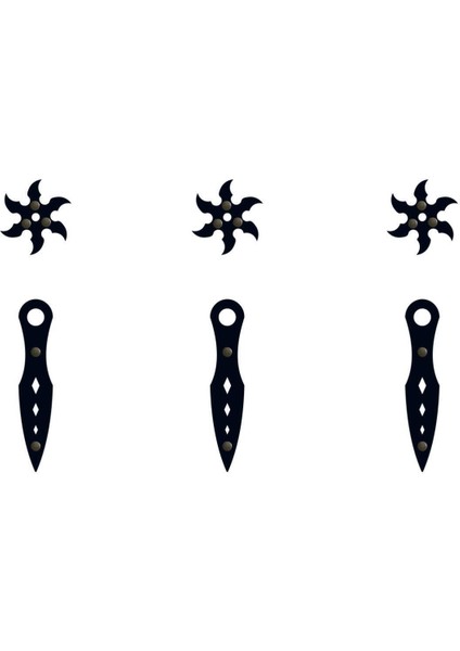Ahşap Samuray Naruto Seti, 3 Ad. Ninja Yıldızı Kohga 3 Ad. Fırlatma Bıçağı Kunai