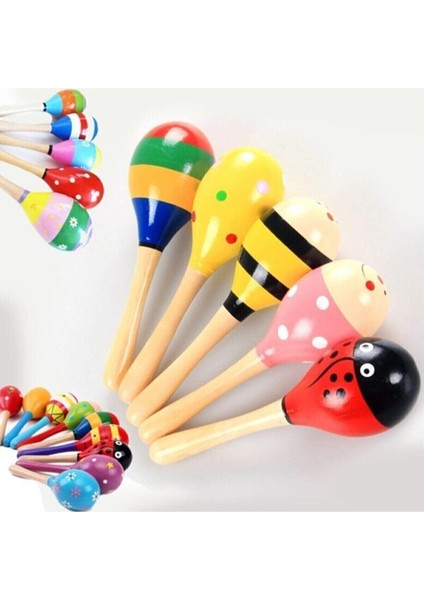 Renkli Ahşap Marakas Çocuk Bebek Çıngırak Müzik Eğitim Oyuncağı