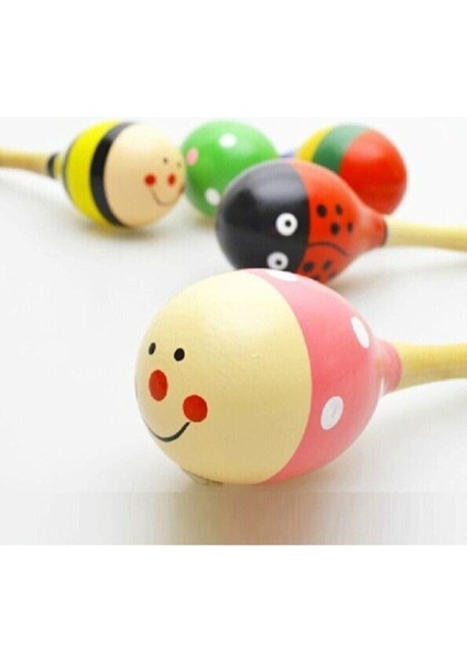 Renkli Ahşap Marakas Çocuk Bebek Çıngırak Müzik Eğitim Oyuncağı