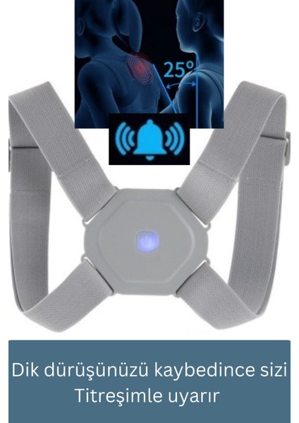 Dik Durma Aparatı - Sensorlü - Sırt Düzeltme Bandajı - Titreşimli Dik Duruş Korsesi