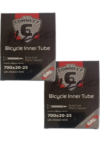 700X20 (700X25) (20-25X622-635) Fv 48 mm Ince Sibop Bisiklet Iç Lastiği x 2 Adet (Kutulu)