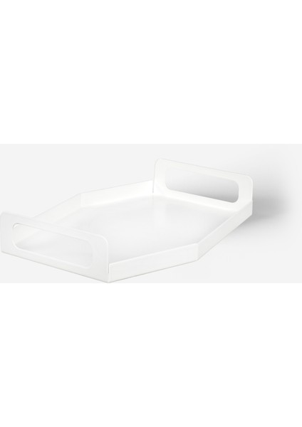 Beyaz Metal Çay & Kahve Tepsisi - Dekoratif Sunum Tepsisi - Moderna Large