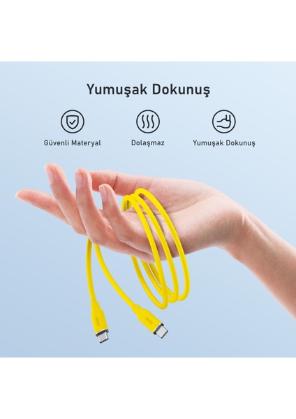 Silky Usb-C To Usb-C 1m Pd 3.1 480MBPS 140W Süper Hızlı Şarj/data Kablosu