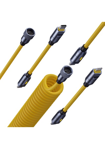 The Future Silky Type-C to Type-C+Lightning 240W Uzayabilen 2.6m Süper Hızlı Şarj Kablo Seti