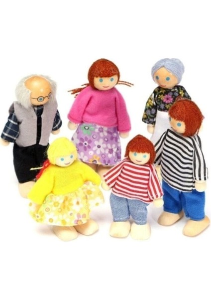 Nilstoys Ahşap Kukla Aile Seti 6 Kişilik Kukla