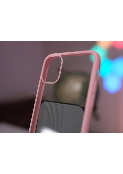 Lara By Afk iPhone 11 Pembe Çerçeveli Şeffaf Kılıf