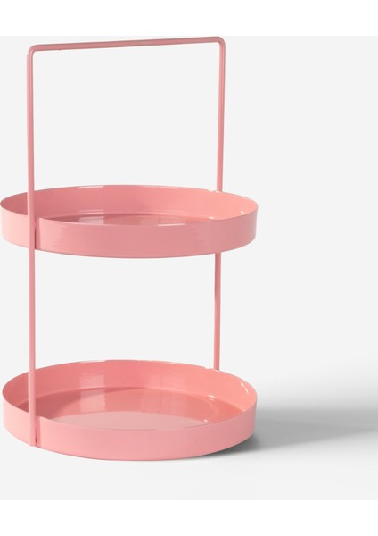 2 Katlı Pembe Metal Organizer - Çok Amaçlı Düzenleyici - Luna